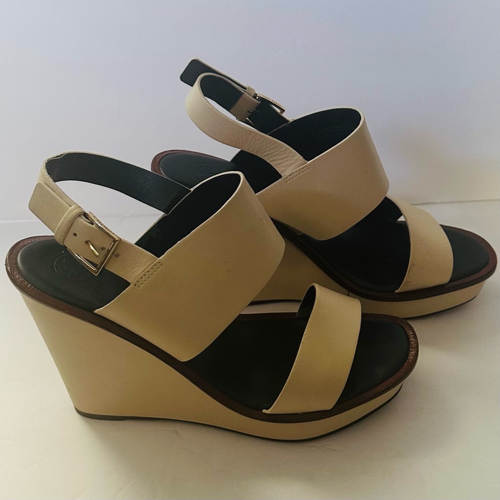 Tory Burch Tan Wedge Sandals